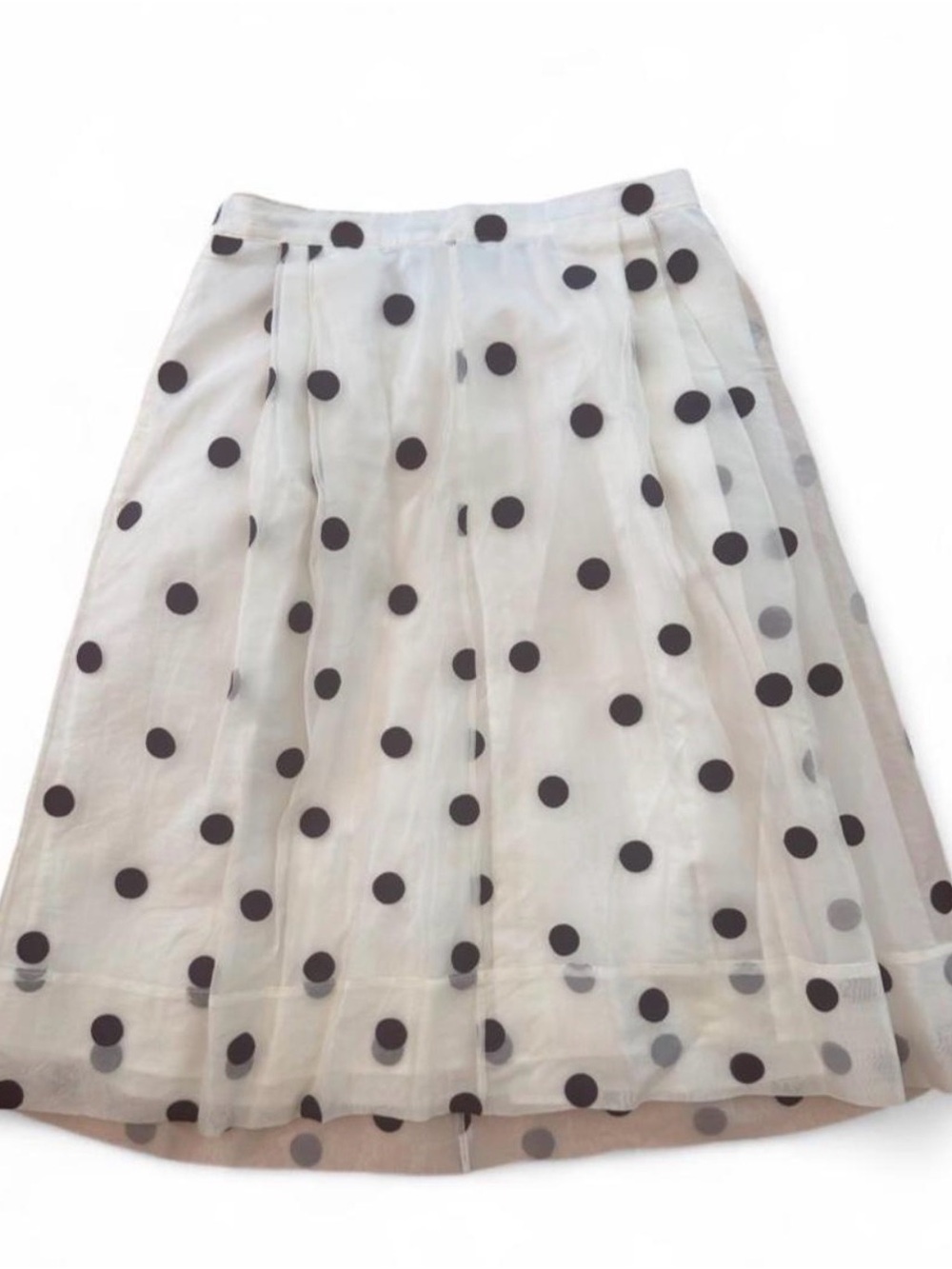 Boden Isabella Tulle Polka Dot Midi Skirt Cream Black Size 6R